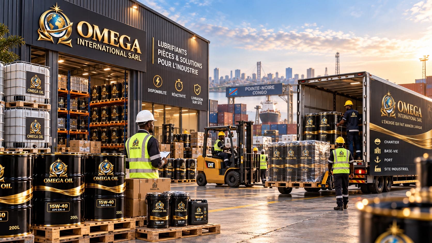 Stock de fûts Omega Oil prêts à être livrés